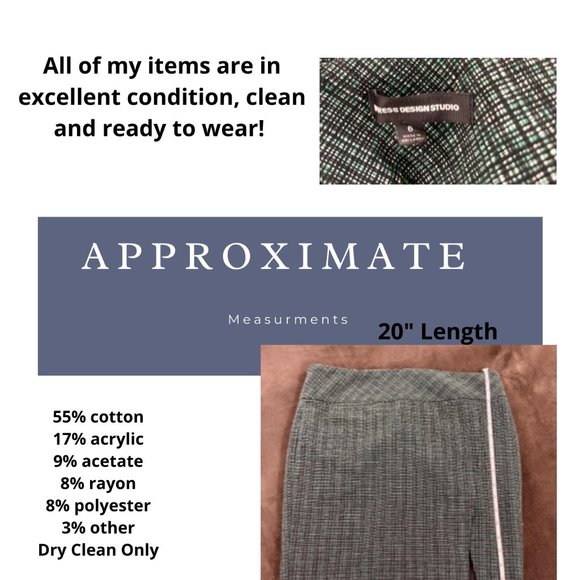 Express Design Studio Black and Kelly Green Tweed Skirt size 6 - Picture 2 of 2